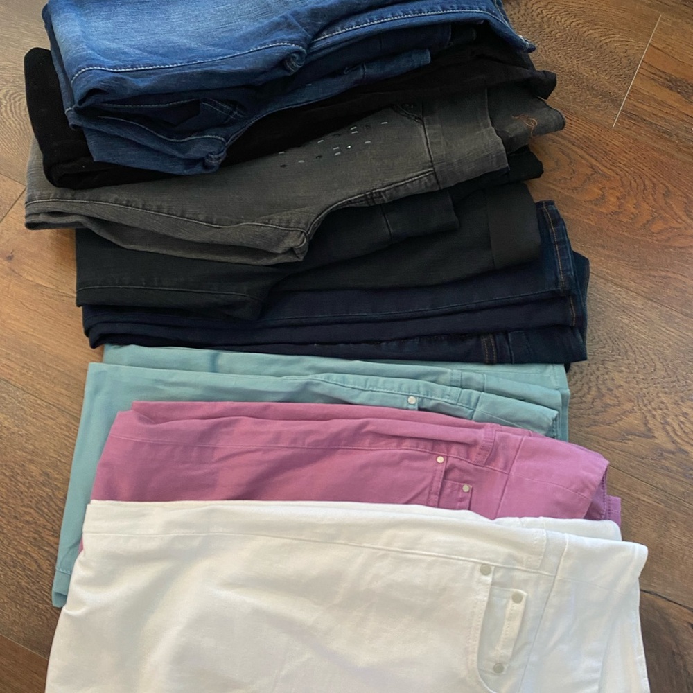 Blue and Black Denim Jeans with Classic Fading